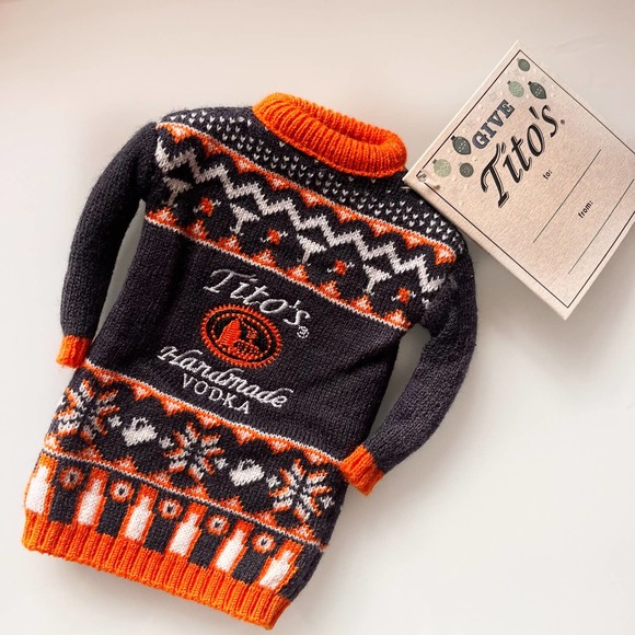 NWT Tito’s Handmade VODKA Holiday Sweater Bottle Toppers Koozies - Picture 1 of 10